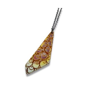 Oysters angular wing pendant, enamel pendant necklace design