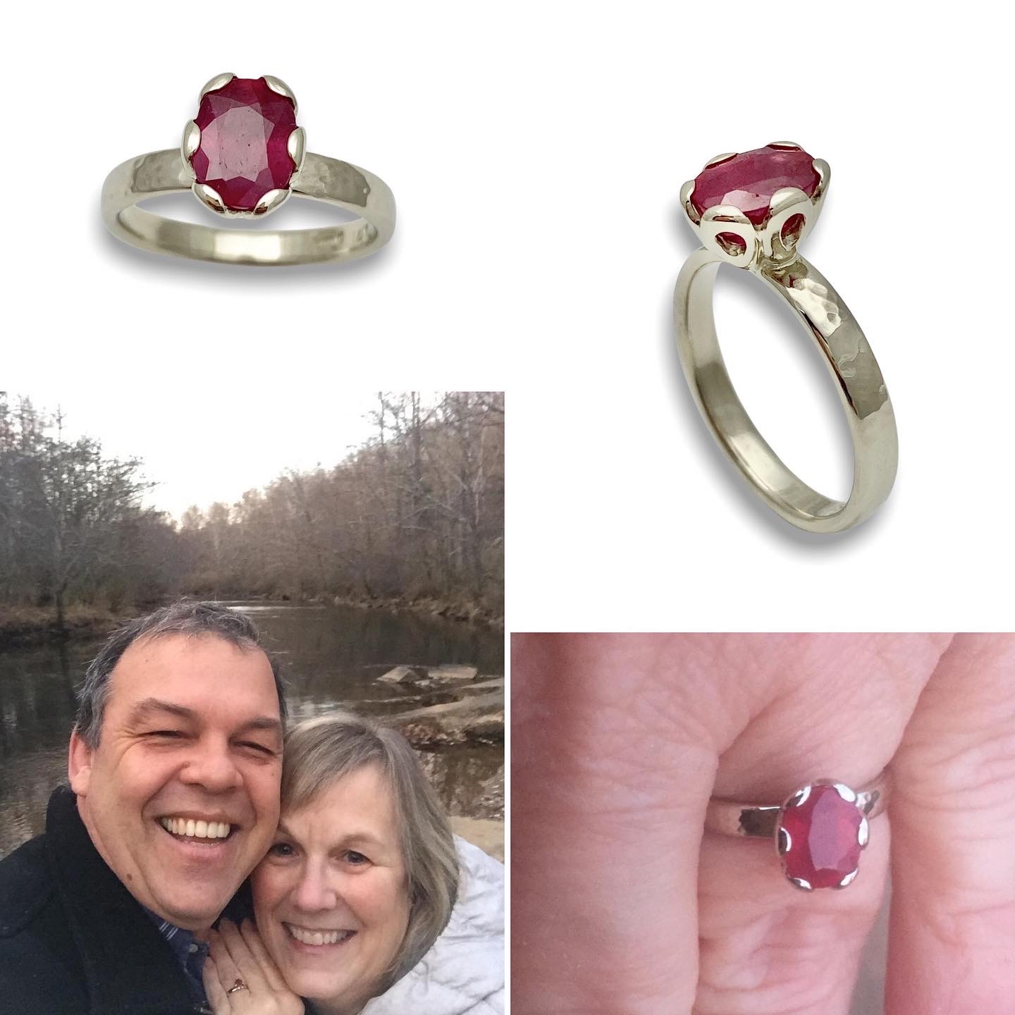 Hand carved ruby setting for engagment ring