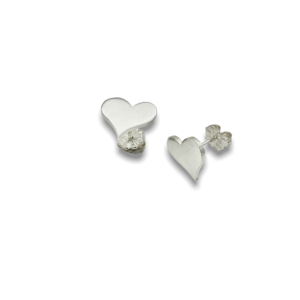 small silver heart stud earrings handmade locally by Mia