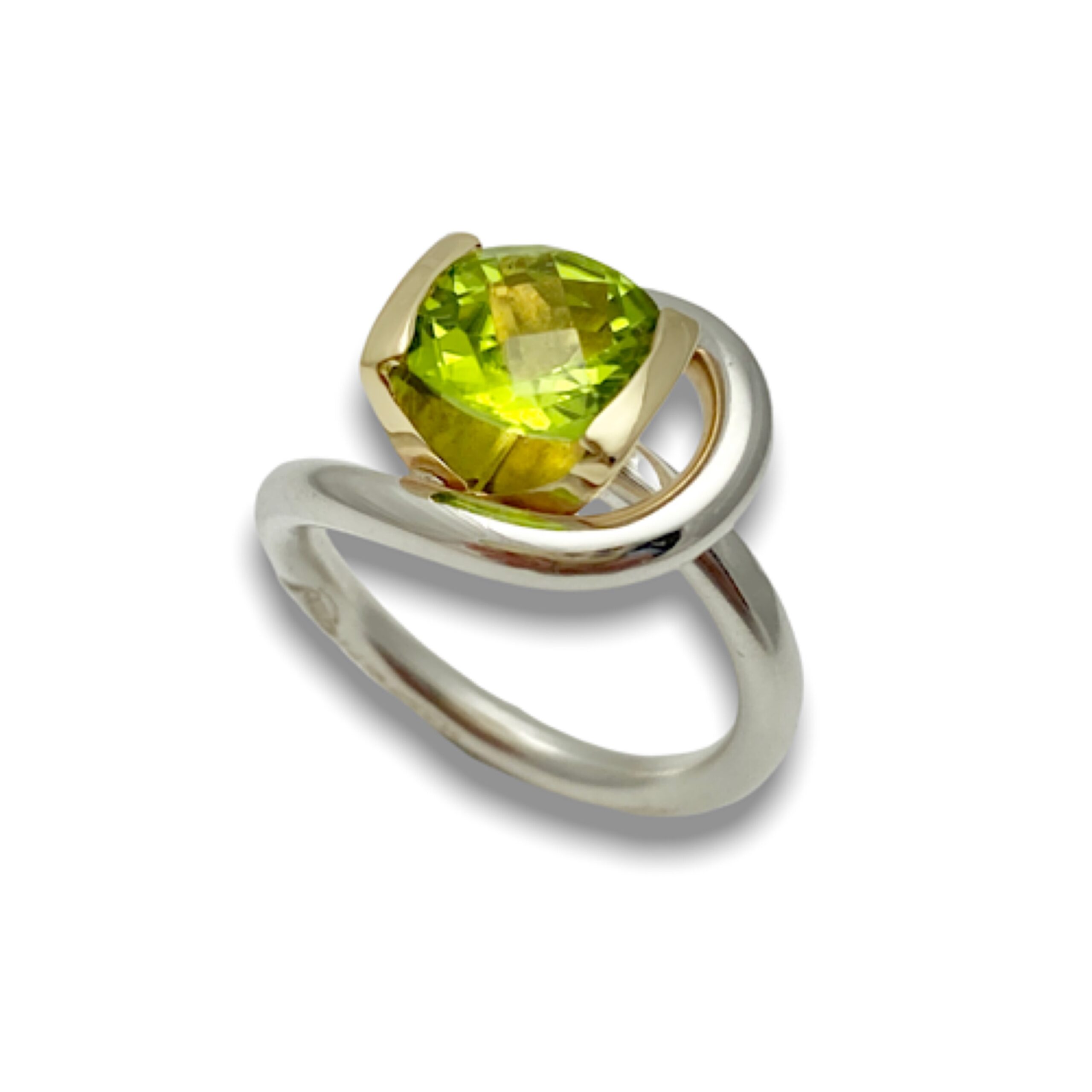 Wrapped gold peridot ring