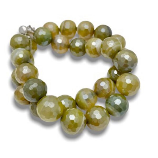 Plated green agate two strand bracelet