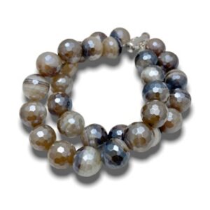 Plated gray agate two strand bracelet