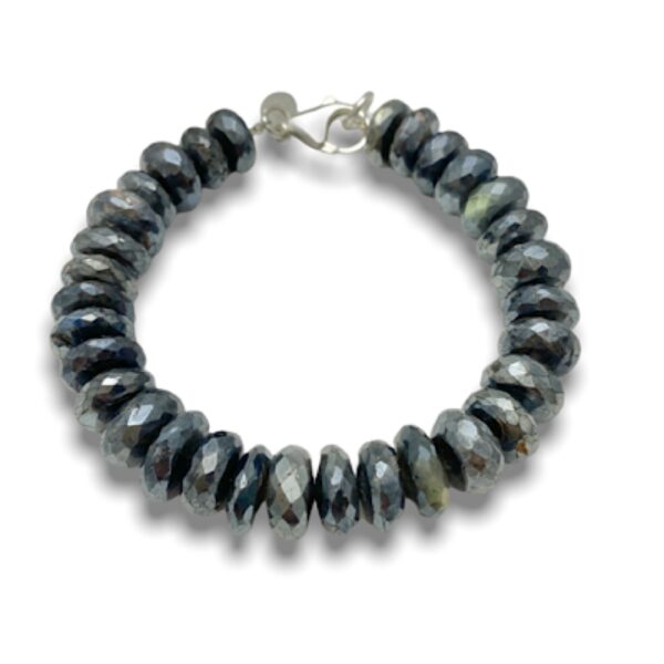 Gray moonstone button bead bracelet
