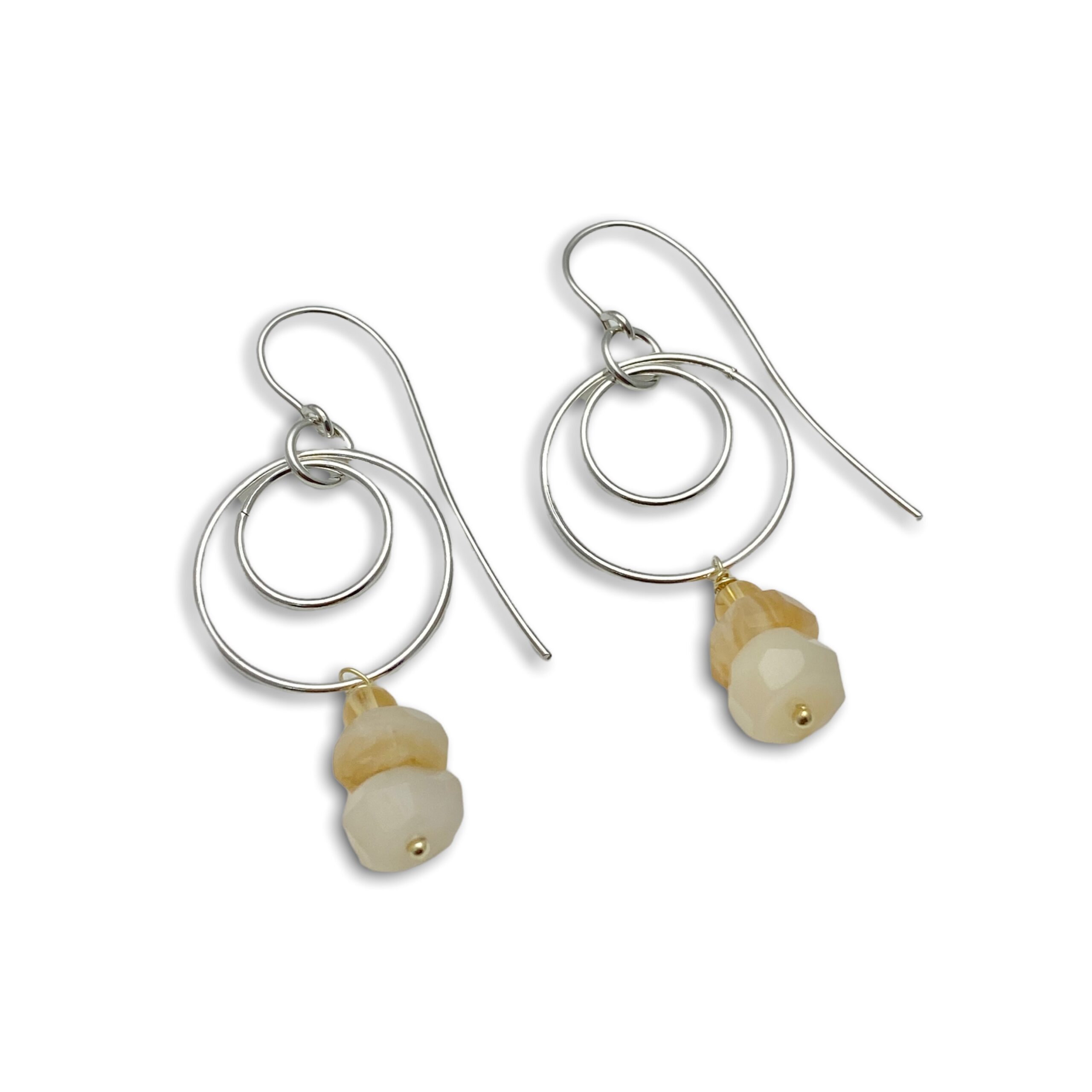 Wire honey moonstone earrings