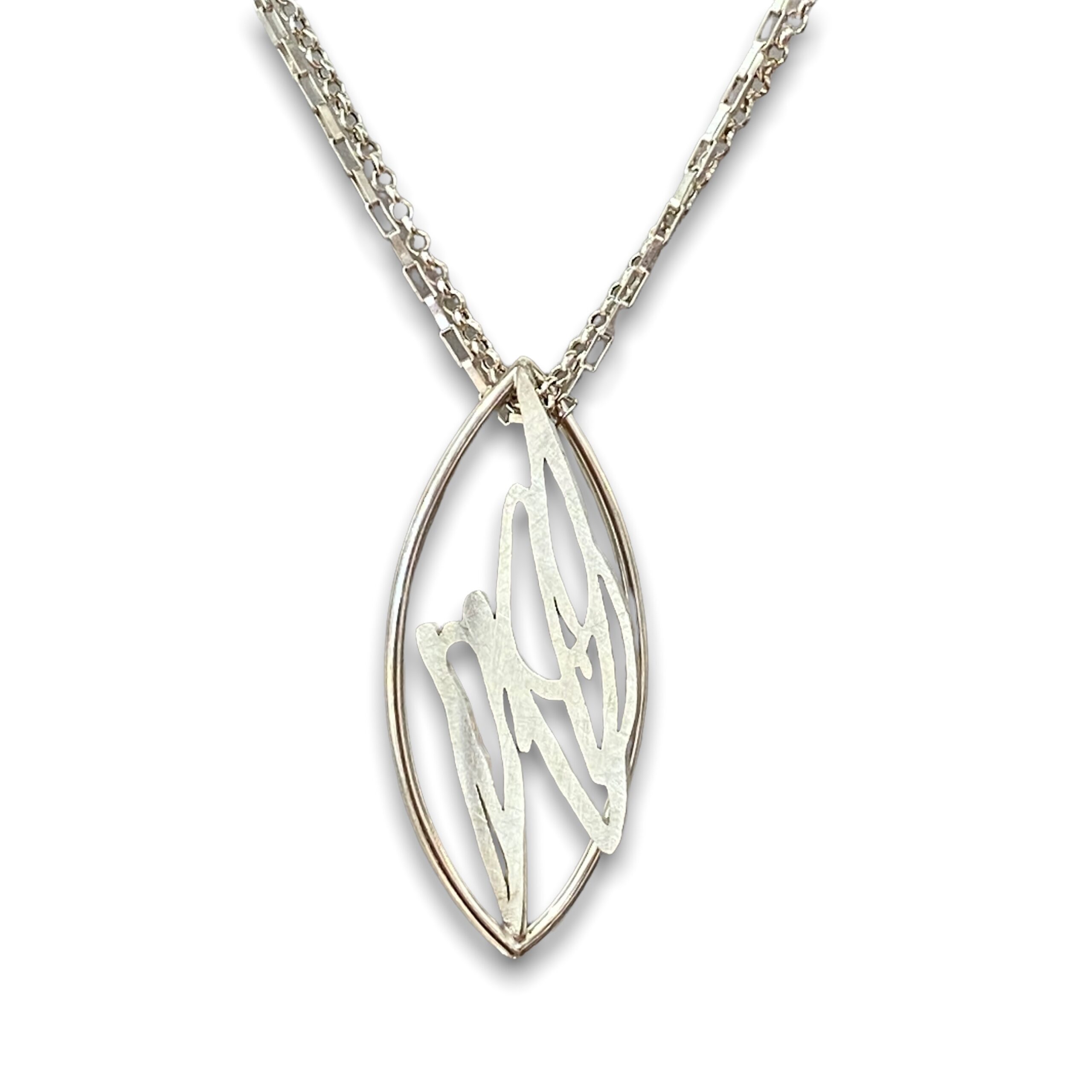 Scribble marquise pendant two chain