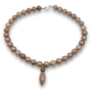 Mystic moonstone large bead necklace