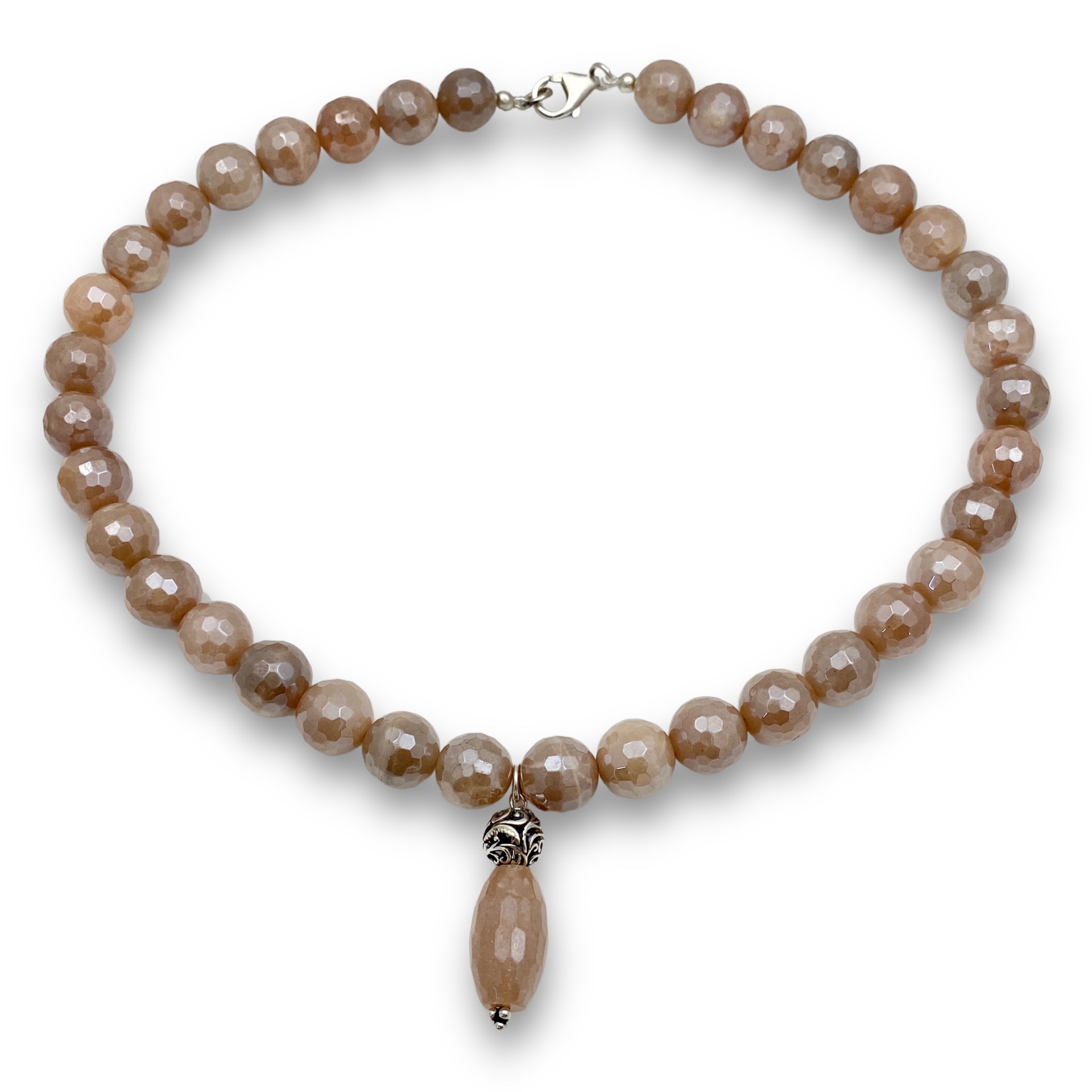 Mystic moonstone large bead necklace